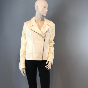 NWT Truth and Pride White Leather Jacket SZ L